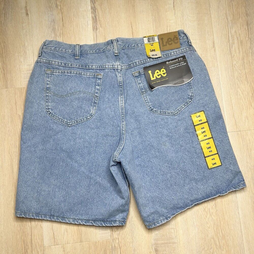 Vintage Lee Denim Jean Shorts Men 40 Light Wash 90s Retro Baggy Jorts Dad